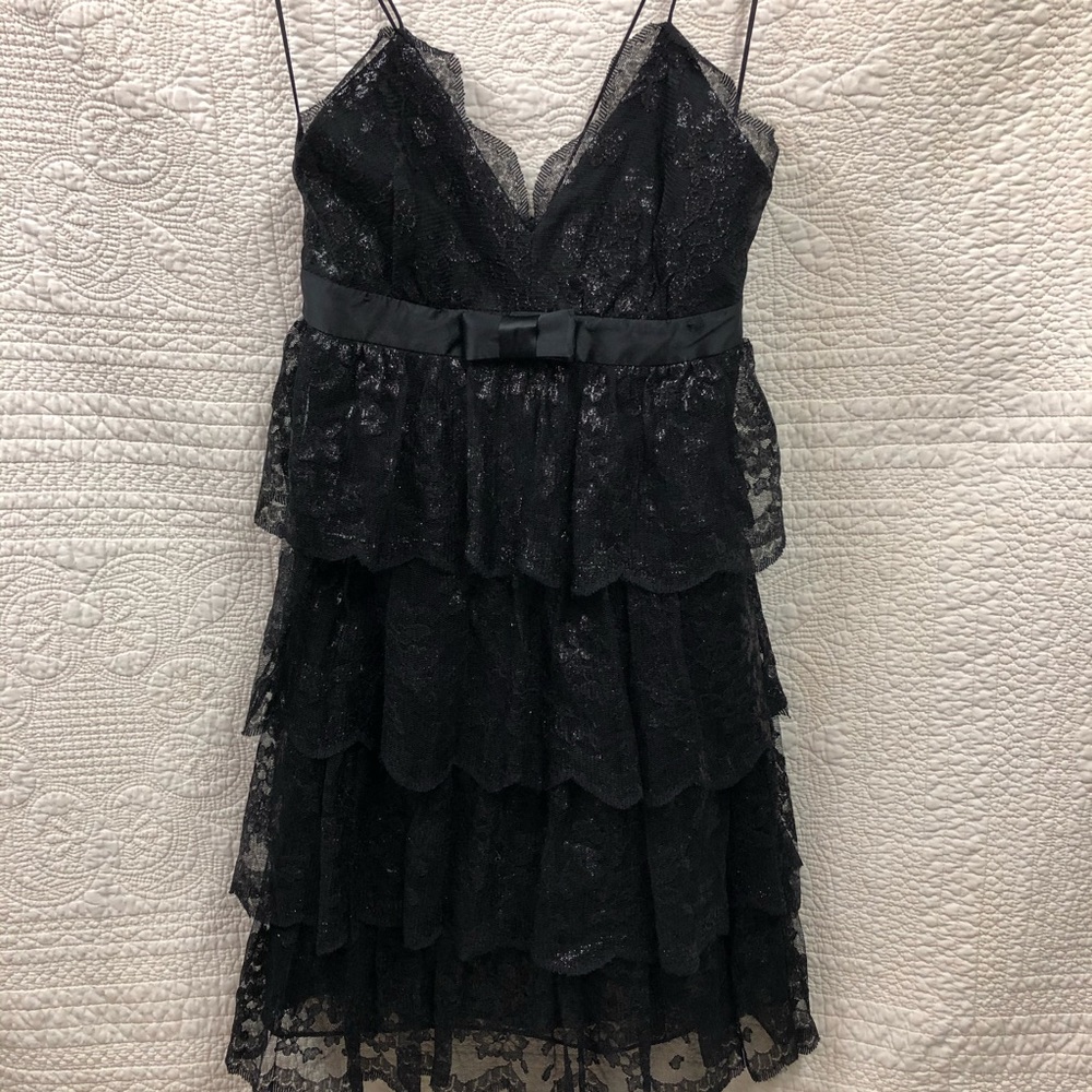 Express Black Lace Metallic Cocktail Dress Sz 4